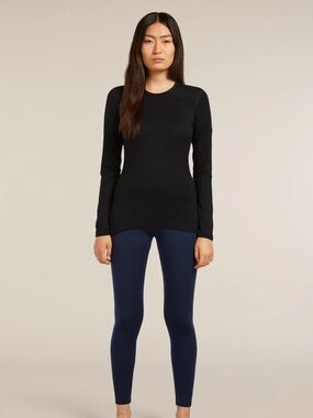 Icebreaker Black Long Sleeve Merino Crew Neck Top
